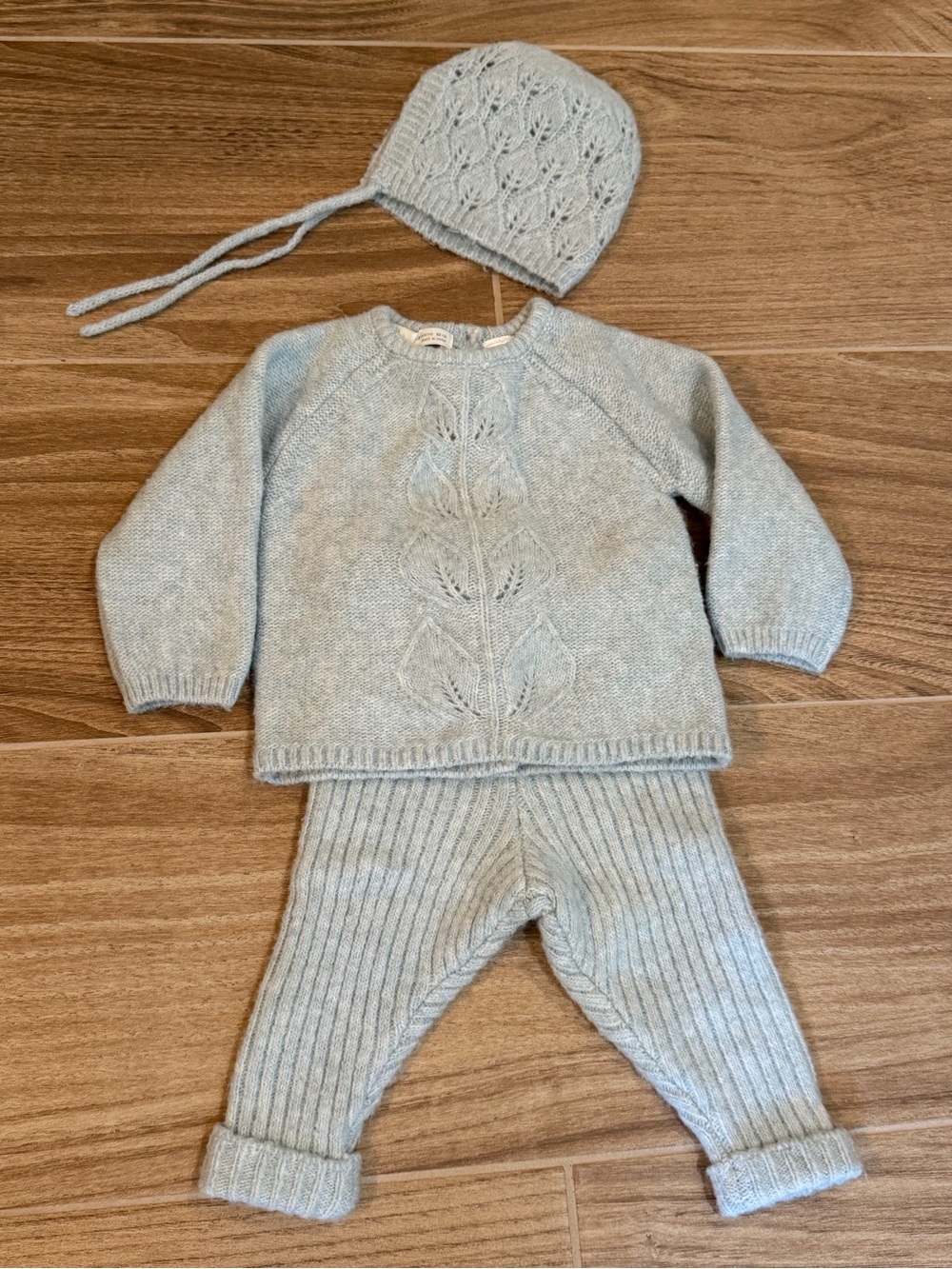 Zara Light Blue Sweater Set w/ Matching Bonnet